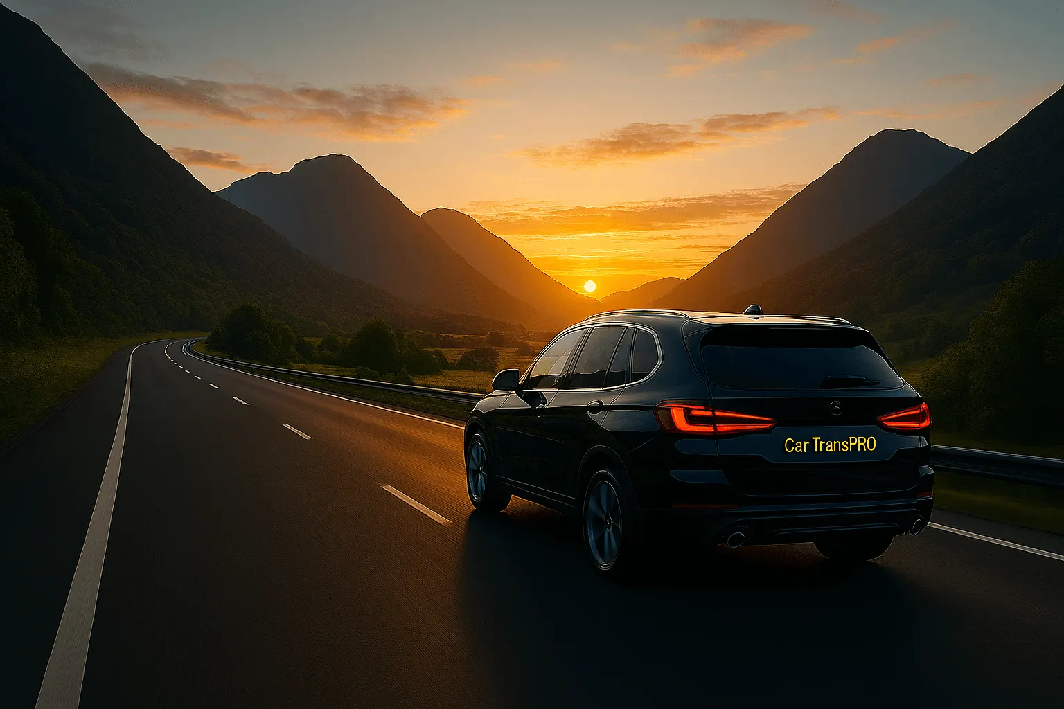 A car travelling on an outstation route