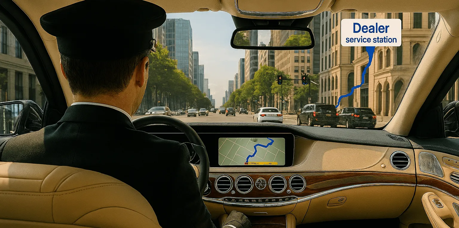 A professional driver with a vehicle